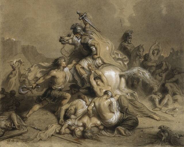 Battle between Romans and Barbarians