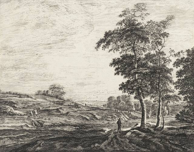 Woods with Peasants, Hunters, and Dog
