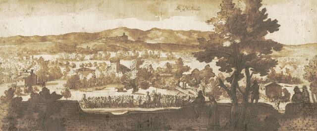 Military Procession in a Panoramic Landscape