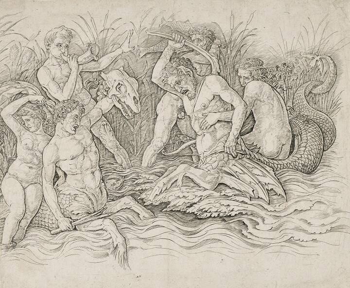 Battle of the Sea Gods: right half of a frieze
