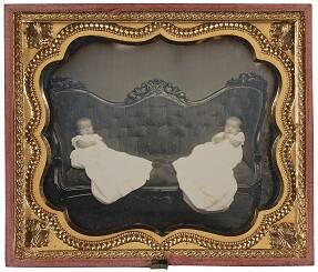 Twin Babies in Christening Gowns