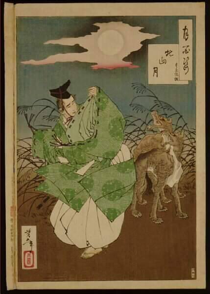 Toyohara Sumiaki and the Wolves by Moonlight at Kitayama