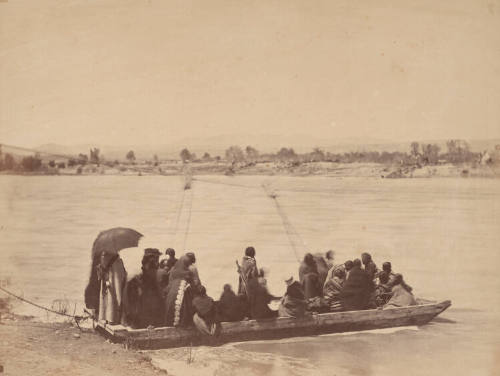 Indians crossing the North Platte River at Fort Laramie