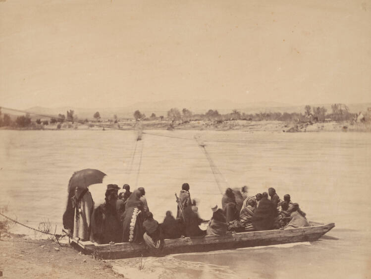 Indians crossing the North Platte River at Fort Laramie