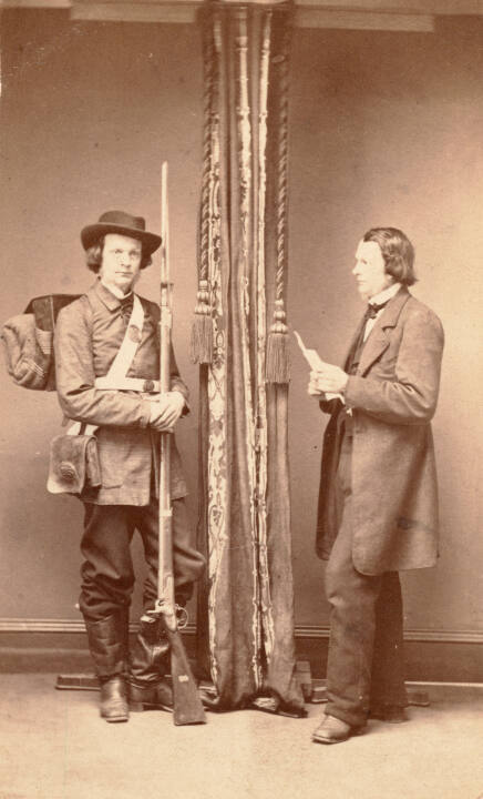 Self-portrait as soldier and civilian