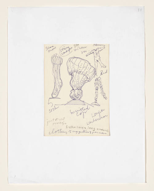 Notebook Page: Sculpture in the Form of a Knitted Cap, a Sock and Long Underwear