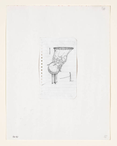 Notebook page: Study for a Basketball Sculpture