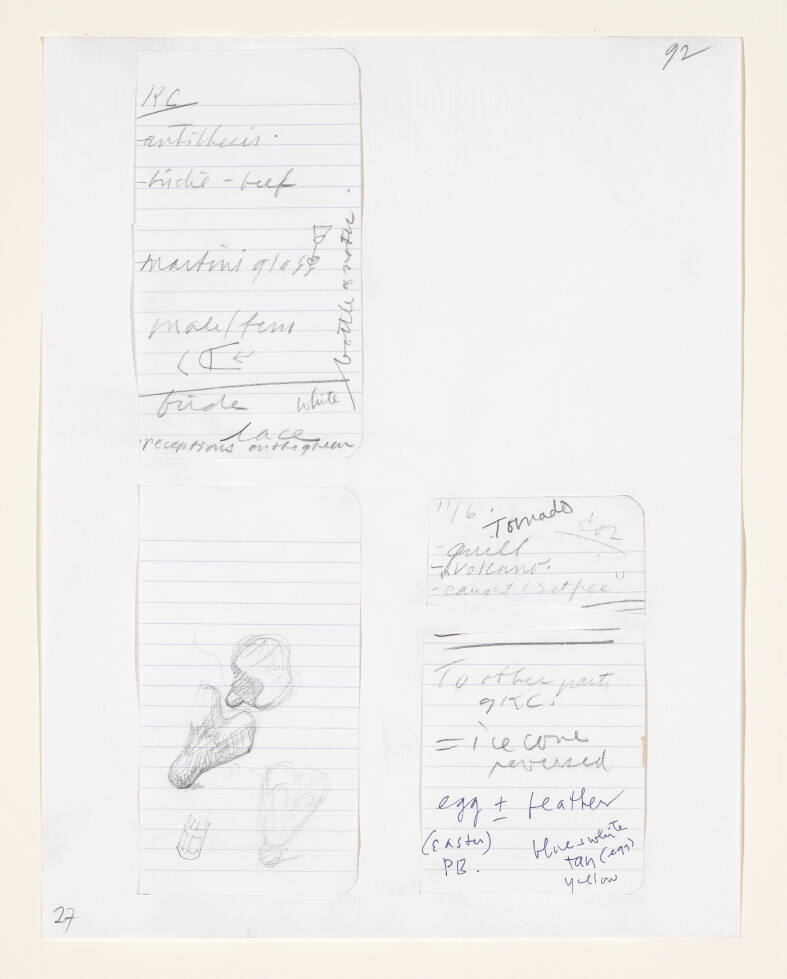 Notebook Page: Notes Toward a Sculpture in the Form of a Shuttlecock