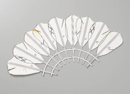 Three Selected Feather Patterns, Repeated Three Times in a Flattened Shuttlecock Structure