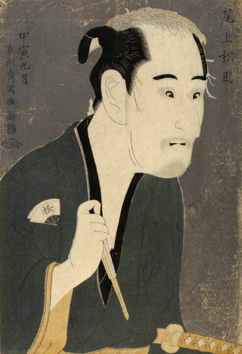 Portrait of the Actor, Onoe Matsusuke I as the Ronin, Sasaki Ganryu, in the play, 'Katakiuchi Noriai Banashi' (produced at the Kiriza Theatre, May 1794)
