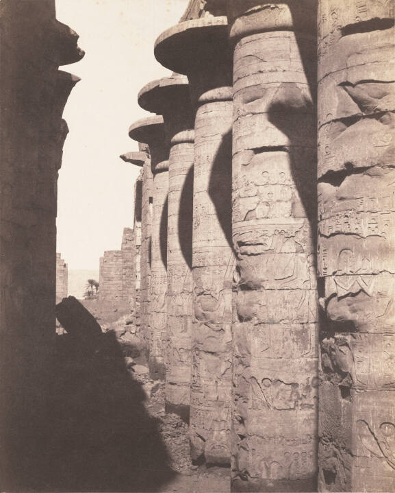 Main Temple, Hypostyle Hall, Central Colonnade Viewed from Point J, Karnak (Thebes)