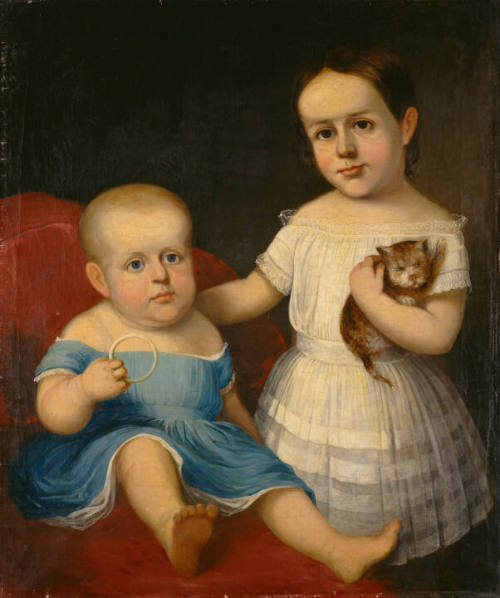 Two Children with Cat