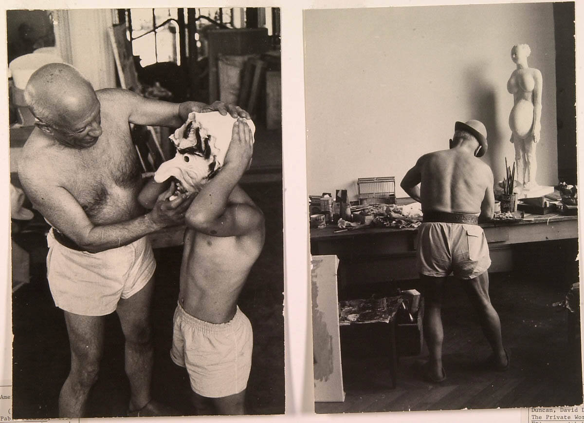 Picasso with his Son Claude, a Visitor to La Californie