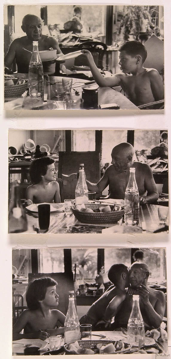 Picasso's Daughter Paloma, and Claude, with Their Father at La Californie Paloma Draws While Picasso Watches
