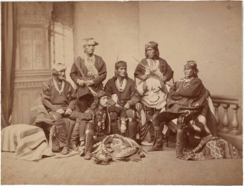Frank Cushing With Zuni Bow Priests and a Hopi, Boston, 1882