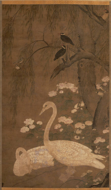 Flowers and Birds in an Autumn Setting