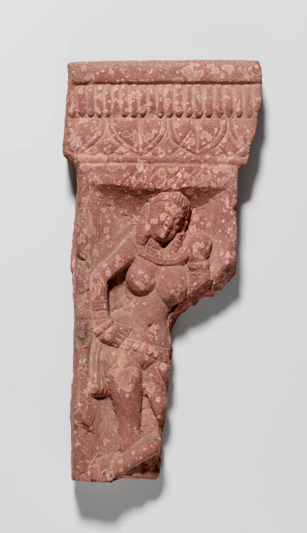 Fragment of a Railing Pillar Depicting a Yakshi (Nature Spirit)