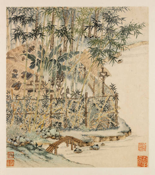 Thatched Dwelling Within a Grove of Bamboo and Banana Trees