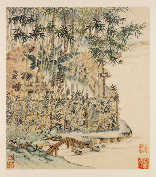 Thatched Dwelling Within a Grove of Bamboo and Banana Trees