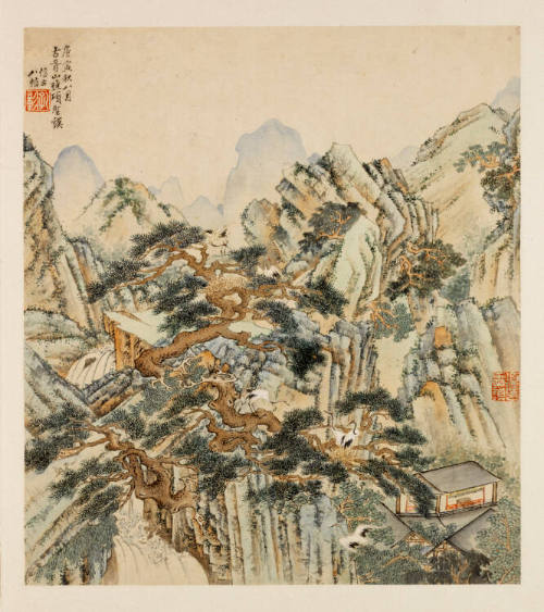 Mountain Peak with Gnarled Pines, Where Cranes are Flying to Nest