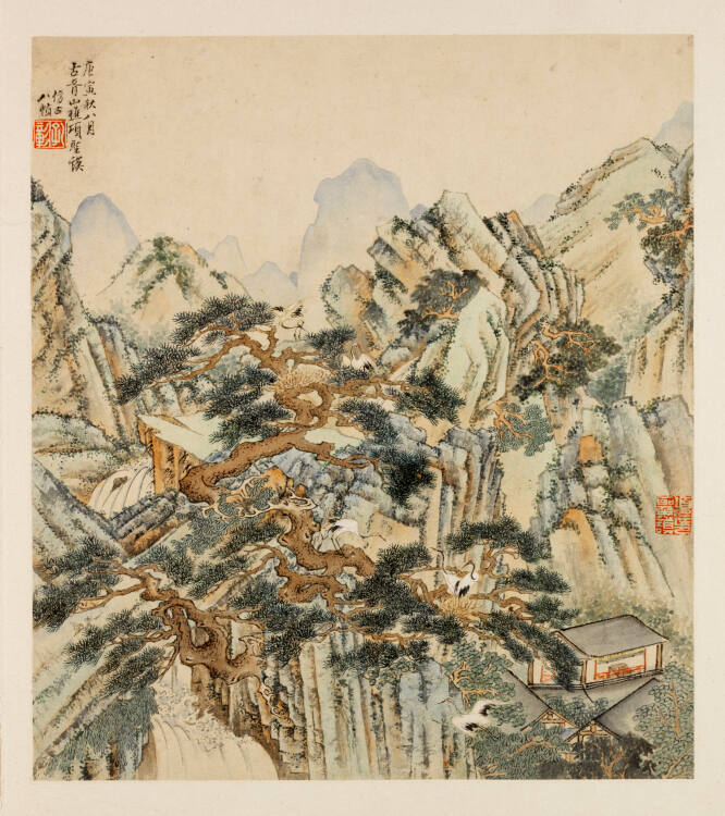 Mountain Peak with Gnarled Pines, Where Cranes are Flying to Nest