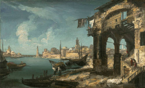 Capriccio with a Portico and a City Beyond