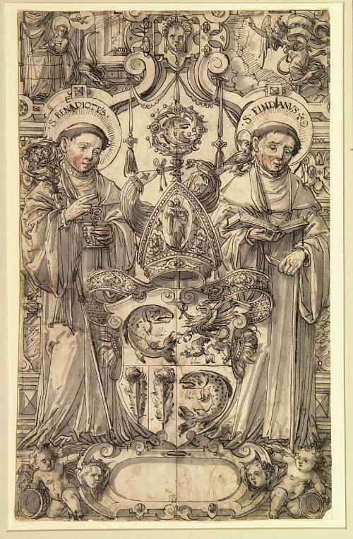 Design for a Stained-Glass Window with Saints Benedict and Findanus