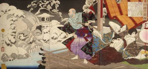 Taira no Kiyomori Seeing Skulls in the Snowy Garden