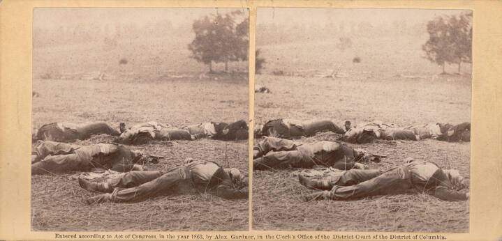 Federal soldiers as they fell at battle of Gettysburg