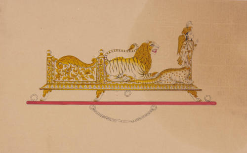 Design for a Howdah with a Striped Lion, Makara and Winged Figure