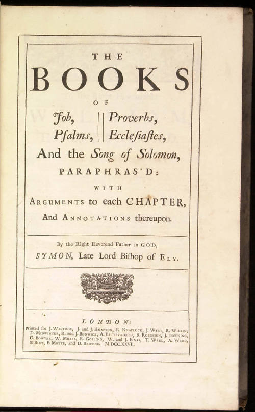 The Books of Job, Psalms, Proverbs, Ecclesiastes, and Solomon