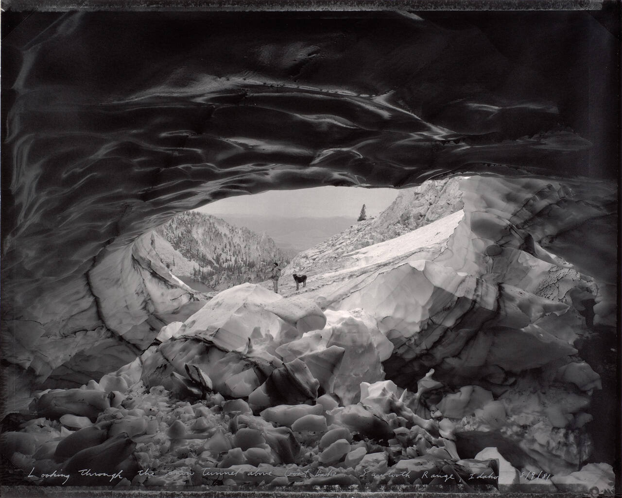 Looking Thru the Snow Tunnel Above Goat Lake:  Sawtooth Range, Idaho