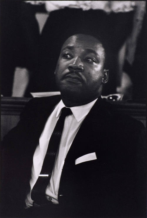 Dr. Martin Luther King just before speaking at the funeral for girls killed at the Sixteenth Street Baptist Church, Birmingham