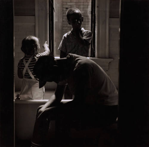 [Three children in interior]
