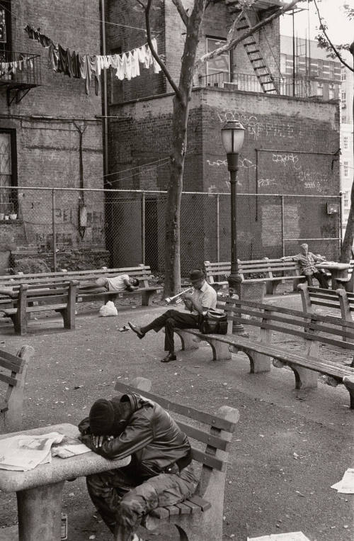 Man playing trumpet in park