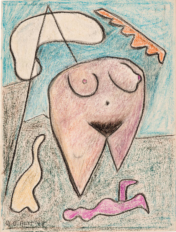Untitled (surreal landscape with female figure)