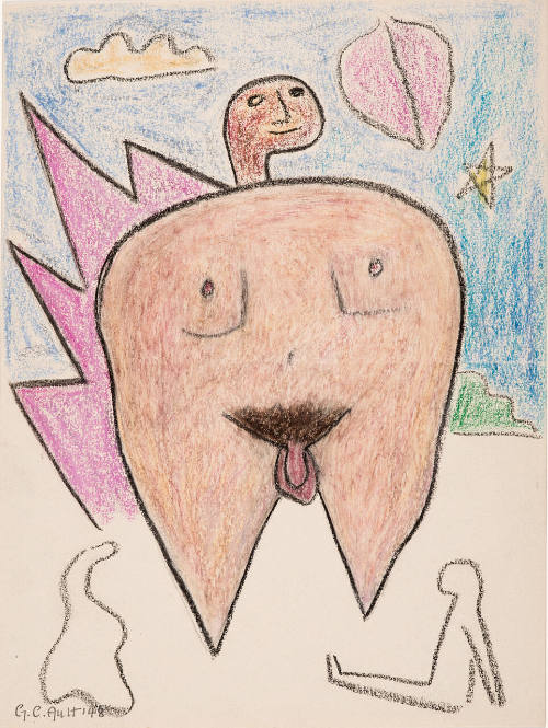 Untitled (surreal landscape with male figure)