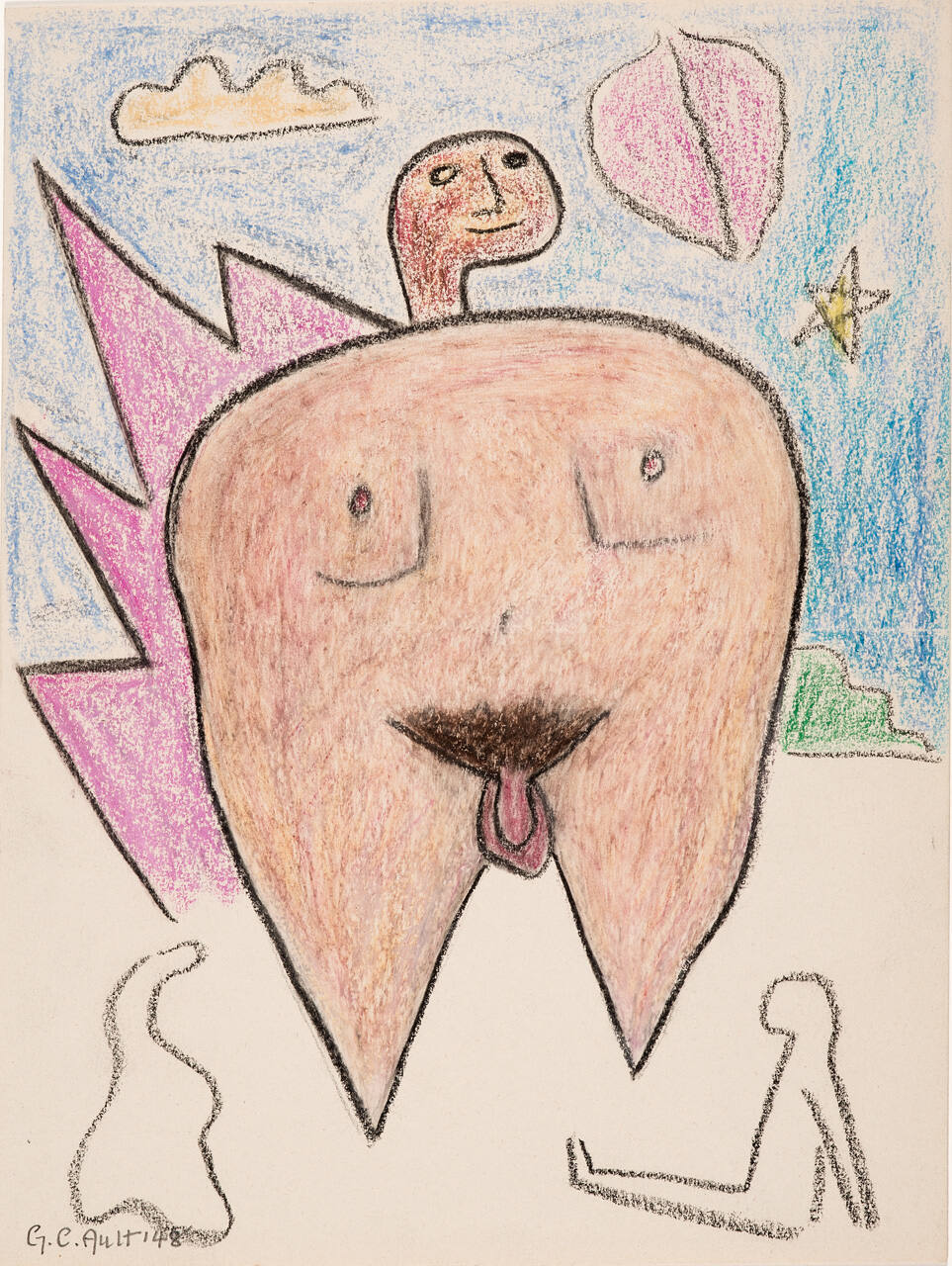 Untitled (surreal landscape with male figure)
