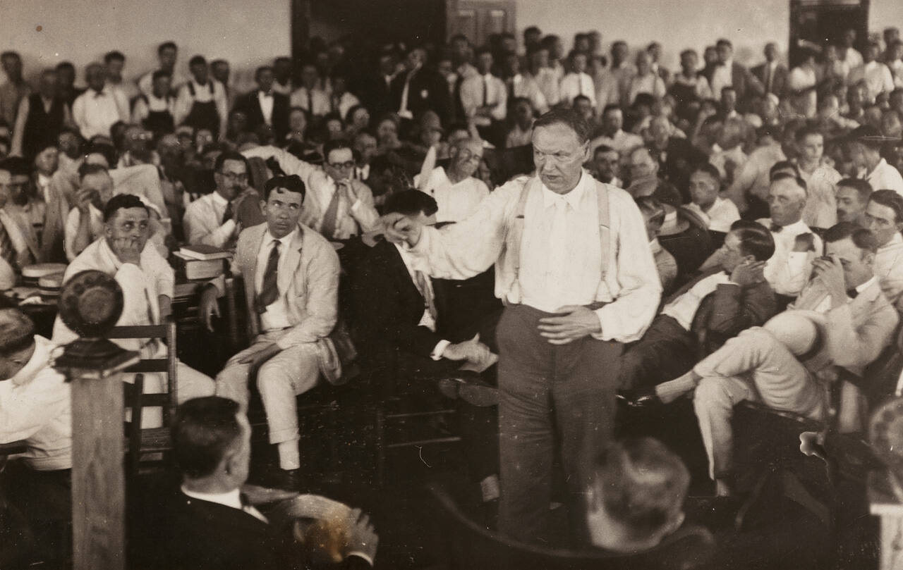 Clarence Darrow speaking at the Scopes Trial
