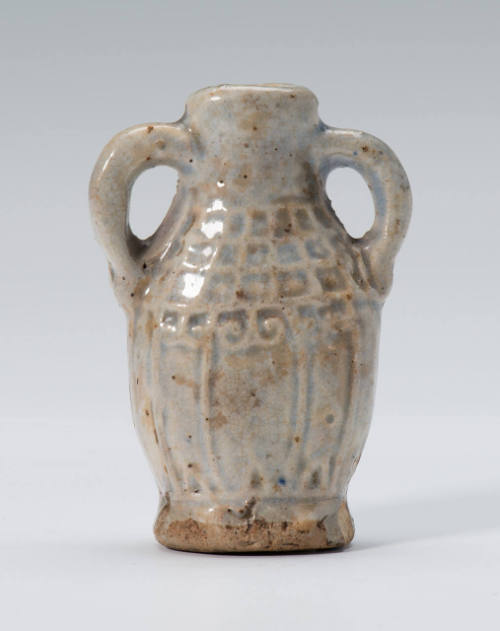 Two-handled Medicine Bottle with Geometric Design