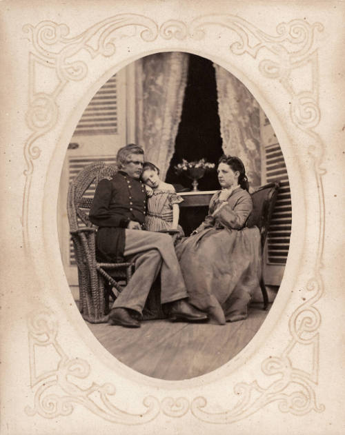 Gen. Ord with Wife & Daughter & Table on which Lee Signed the Surrender