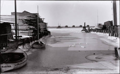 Looking West from a Thames St. Wharf toward the Torpedo Station, Newport