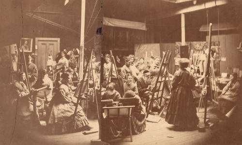 William Morris Hunt in his art class