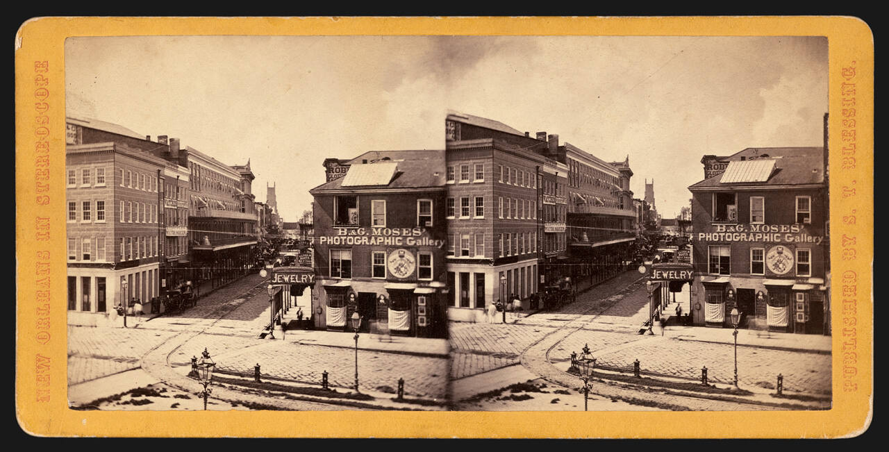 Camp Street, Beginning at Canal, New Orleans (Showing Moses' Photographic Gallery)