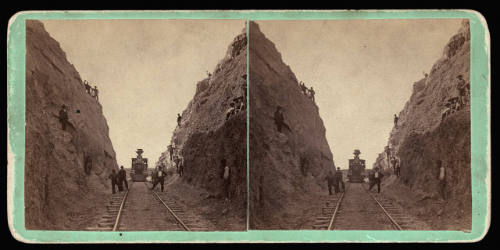 Rock cut and locomotive