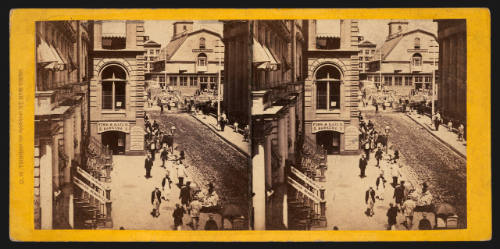 Looking up Nassau St. from the Corner of Wall, showing the Post Office
