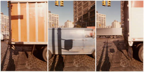 Untitled (Trucks Passing Brick Street) (triptych)