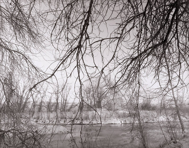 PR 26, Looking East, Winter, near Windsor, CO, Cache la Poudre River