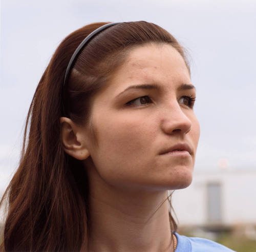 Elena Rosca, Moldova, immigrated a few weeks ago to Williston on a work visa, motel housekeeper, age 21