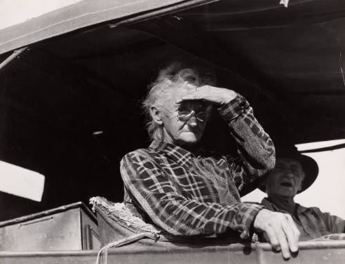Eighty-year-old woman living in a squatter's camp on the outskirts of Bakersfield, California